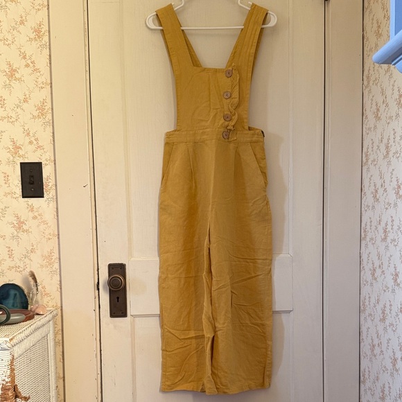 Zara Pants - Zara Linen/Cotton Mustard Jumpsuit with Button Detail